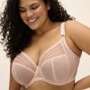 MATILDA_PEARL-BLUSH_UW-PLUNGE-BRA_EL8900_F2_TRADE_3000 Pudrowo-różowy biustonosz z fiszbinami z przezroczystej siateczki, z ozdobną taśmą w kropki wzdłuż dekoltu