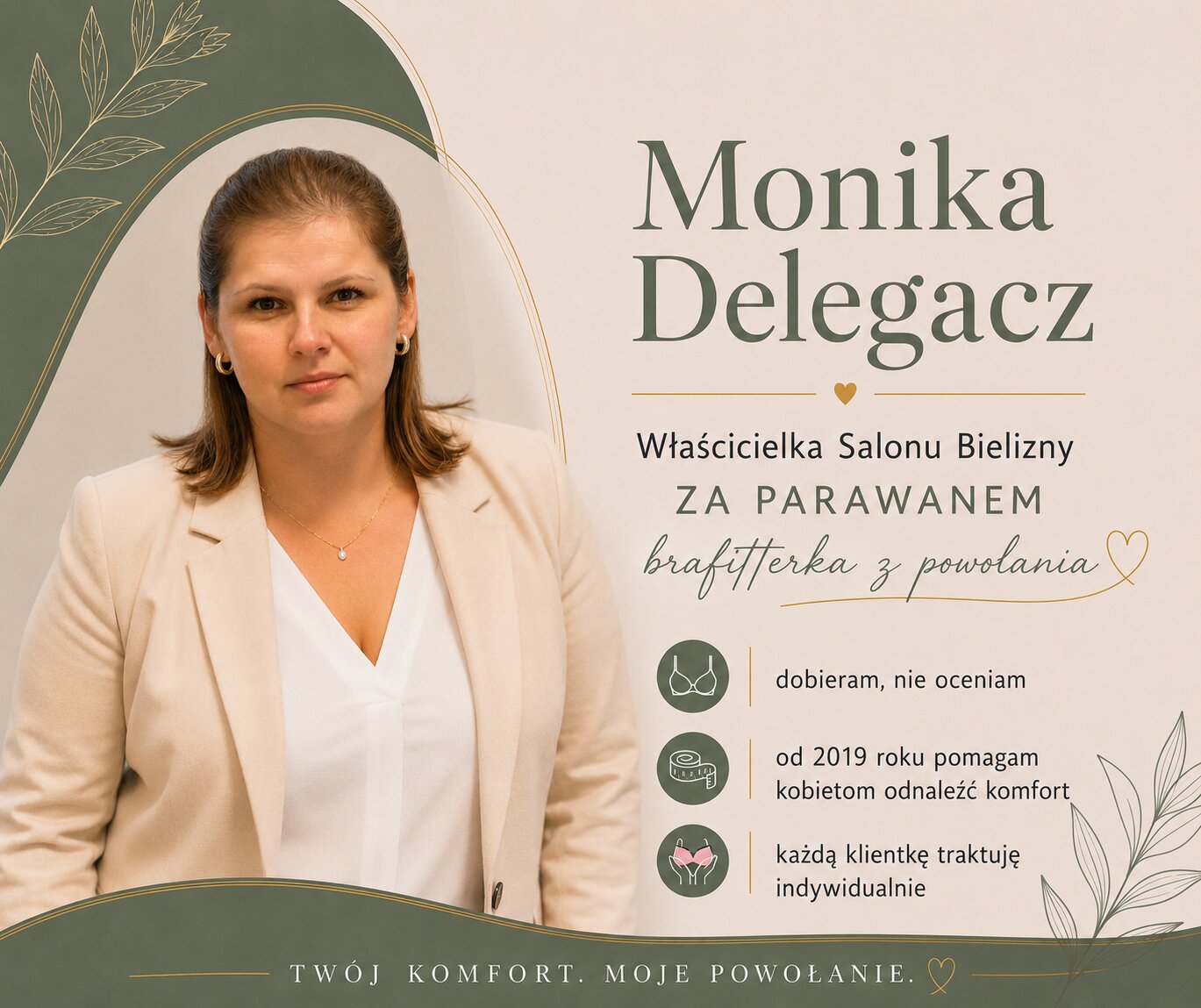 Właścicielka salonu Monika Delegacz, brafitterka prowadząca salon od 2019 roku